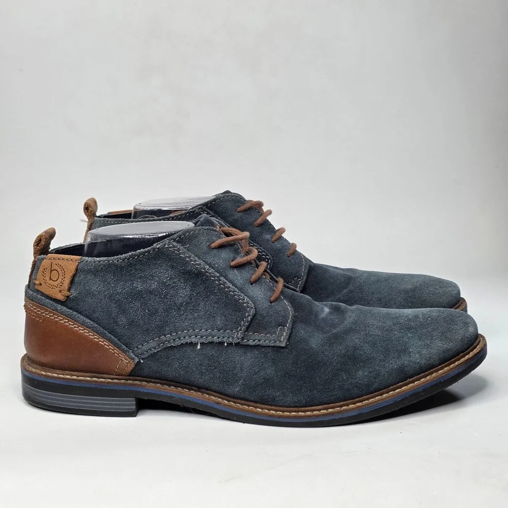 Bugatti Men's Oxford Dress Shoes Size 11 EU 44 Blue Teal Suede Lace Up Boots‎